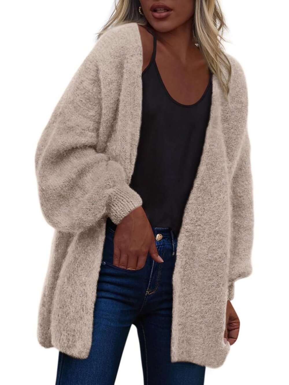 Cozy Open Front Slouchy Chunky Knit Cardigan for Women - Perfect Layering Piece